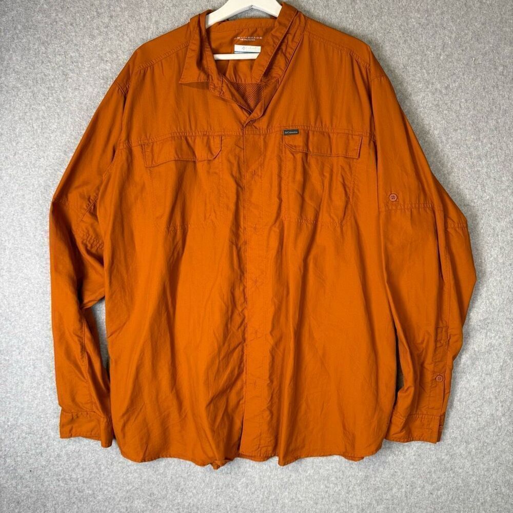 Columbia Sportswear Co Mens Size XXL Button Front Shirt Orange Omni Shade